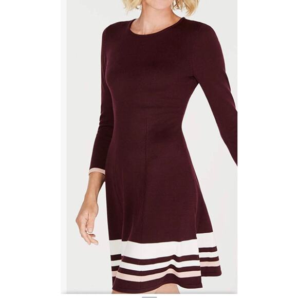 Jessica Howard Sweater Dress, Navy with Gray Pink stripes, M - Picture 12 of 12